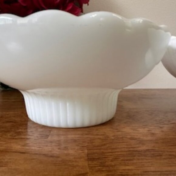 E.O. Brody‎ Milk Glass Bowls Set Vintage Pedestal Base Ribbed Scalloped Wedding - Picture 6 of 7